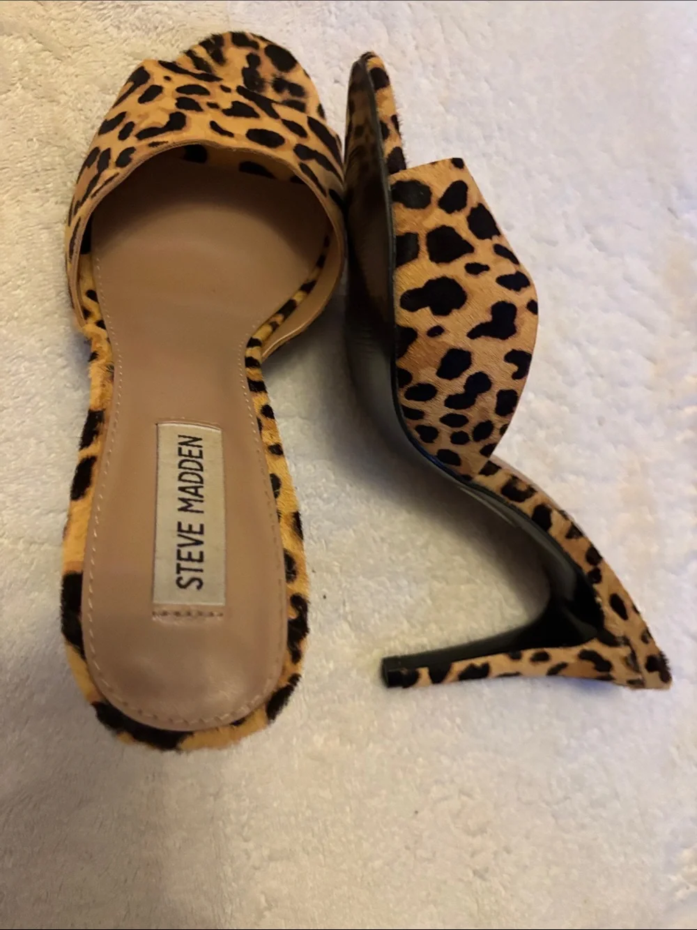 Steve Madden Stiletto Sandals Leopard-print Cow Hair Sz 8 NWOT